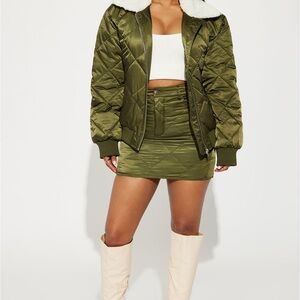 Winter Date Puffer Two pieces Jacket Set